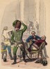 Прусские гусары пируют в захваченном замке (иллюстрация Адольфа Менцеля к известной работе Эдуарда Ланге "Солдаты Фридриха Великого", изданной в Лейпциге в 1853 году)