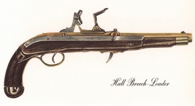 Однозарядный пистолет США Hall Breech-Loader. Лист 36 из "A Pictorial History of U.S. Single Shot Martial Pistols", Нью-Йорк, 1957 год