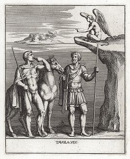Эдип отвечает на загадку Сфинкса. Le Pitture Antiche del Sepolcro de' Nasonii...", Рим, 1702 год