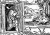 Второе видение Офферуса. Из "Жития Святого Христофора" (S. Christops Geburt und Leben) неизвестного немецкого мастера. Издал Johann Weyssenburger, Ландсхут, 1520. 