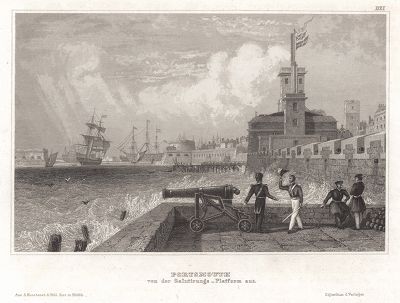 Портсмут - одна из главных баз Королевского военно-морского флота Великобритании. Meyer's Universum..., Хильдбургхаузен, 1844 год.