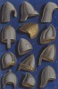 Рыцарские шлемы IX–XI вв. (из Les arts somptuaires... Париж. 1858 год)