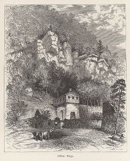 Кузница Клифтон, давшая название одноимённому городку, штат Вирджиния. Лист из издания "Picturesque America", т.I, Нью-Йорк, 1872.