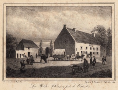 Ферма близ Ватерлоо (литография с рисунка, выполненного под руководством генерала Анри Жомини во время его прогулки по Ватерлоо 1 сентября 1842 года. Брюссель. 1846 год)