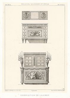 Комоды по эскизам Ришара Делалонда, XVIII век. Meubles religieux et civils..., Париж, 1864-74 гг. 