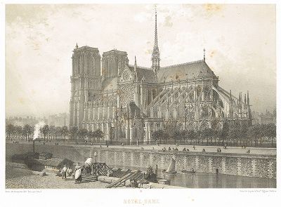 Собор Парижской Богоматери. Южный фасад (из работы Paris dans sa splendeur, изданной в Париже в 1860-е годы)