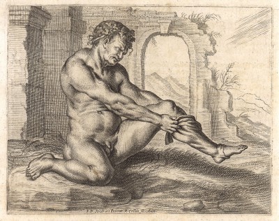 Мужчина, надевающий чулок. Фигура по мотивам картона Микеланджело "Битва при Кашине". 