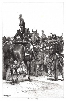 Разгон недовольных французскими жандармами (из Types et uniformes. L'armée françáise par Éduard Detaille. Париж. 1889 год)