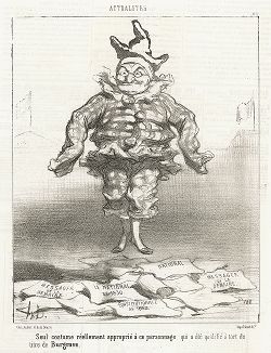 "Это единственный подходящий костюм для человека, который незаслуженно получит титул бургграфа."  Карикатура Оноре Домье на Адольфа Тьера, опубликованная в журнале Le Charivari, 1850 год. 
