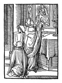 Святые дары. Иллюстрация Ганса Бургкмайра к Taschenbuchlein. Издатель Hans Otmar, Аугсбург, 1510