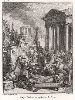 Похороны Помпея и апофеоз Цезаря. Лист из "Краткой истории Рима" (Abrege De L'Histoire Romaine), Париж, 1760-1765 годы