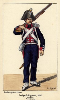1808 г. Солдат гвардейского пехотного полка Великого герцогства Гессен. Коллекция Роберта фон Арнольди. Германия, 1911-29
