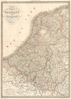 Карта королевств Бельгии и Нидерландов. Atlas universel de geographie ancienne et moderne..., л.27. Париж, 1842