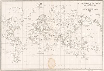 Меркаторская карта всего света или Генеральная карта к путешествию капитана Крузенштерна.