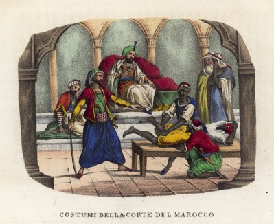 Нравы марокканского двора (казнь в присутствии султана) (иллюстрация к L'Africa francese... - хронике французских колониальных захватов в Северной Африке, изданной во Флоренции в 1846 году)