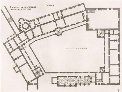 Замок Блуа. Архитектурный план. Androuet du Cerceau. Les plus excellents bâtiments de France. Париж, 1579. Репринт 1870 г.