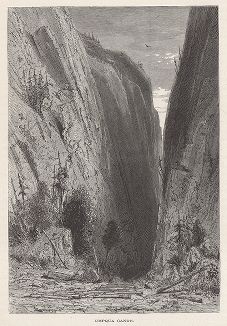 Каньон Ампкуа, Северная Калифорния. Лист из издания "Picturesque America", т.I, Нью-Йорк, 1872.