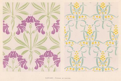 Бастар. Орнаменты для бумажных обоев. Art Decoratif - documents d'atelier. Париж, 1900-е годы