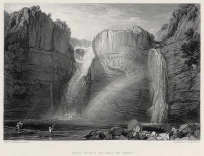 Водопад Хайфорс на реке Тиз, Англия (лист из альбома "Галерея Тёрнера", изданного в Нью-Йорке в 1875 году)