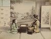 Урок пения. Крашенная вручную японская альбуминовая фотография эпохи Мэйдзи (1868-1912). 