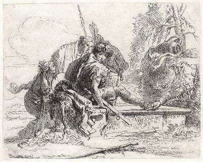 Два солдата и две женщины. Офорт Джованни Баттиста Тьеполо из сюиты Varii Capricci, 1741-42 гг. 