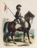 1812 год. Нижний чин французской лёгкой кавалерии (из популярной работы Histoire de l'empereur Napoléon (фр.), изданной в Париже в 1840 году с иллюстрациями Ораса Верне и Ипполита Белланжа)