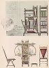 Паке. Эскизы этажерок и стульев, стеллаж для музыкальных нот. Art Decoratif - documents d'atelier. Париж, 1900-е годы
