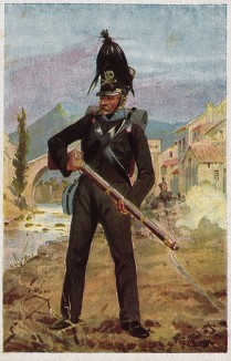 Прусский гренадер. По рисунку Рихарда Кнотеля. Коллекция Роберта фон Арнольди. Германия, 1911-29