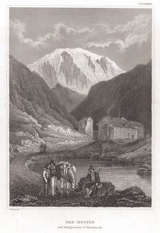 Приют для путешественником на перевале Большой Сен-Бернар. Meyer's Universum..., Хильдбургхаузен, 1844 год.