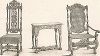 Резной столик и стулья, XVII век. Meubles religieux et civils..., Париж, 1864-74 гг. 