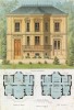 Эскиз загородного дома с изящными коваными решётками (из популярного у парижских архитекторов 1880-х Nouvelles maisons de campagne...)