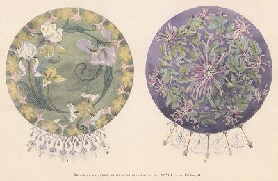 Вышивки на банкетках для фортепияно от Ватена и Дегатле. Art Decoratif - documents d'atelier. Париж, 1900-е годы