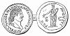 Распространённая древнеримская серебряная монета денарий с изображением на аверсе головы восьмого римского императора Авла Вителлия (15 -- 69 гг.) в лавровом венке вправо (The Illustrated London News №99 от 23/03/1844 г.)