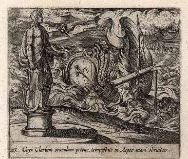 Кеик тонет в Эгейском море. Гравировал Антонио Темпеста для своей знаменитой серии "Метаморфозы" Овидия, л.107. Амстердам, 1606