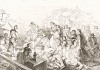 Июль 1571 года. Женщины Фамагусты приносят к стенам камни для заделки бреши, пробитой в крепостной стене осаждающими город турками. Storia Veneta, л.111. Венеция, 1864