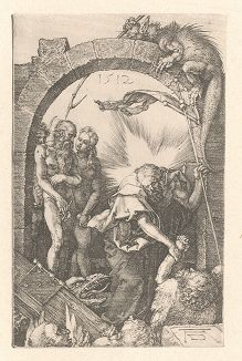 Cерия "Страсти Христовы". Сошествие во Ад. Гравюра Альбрехта Дюрера, выполненная в 1512 году (Репринт 1928 года. Лейпциг)