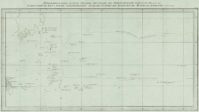 Исправленная карта, взятая лордом Ансоном на испанском корабле в 1743 году, с показанием курса, коим обыкновенно плавали галеоны из Акапулко в Манилу и обратно. 1810 год.