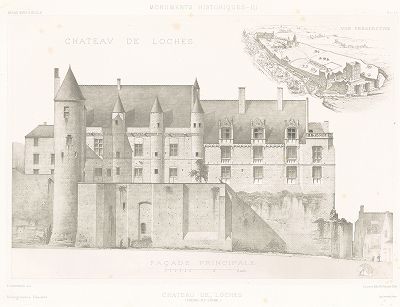 Замок Лош в Эндр и Луаре (XI и XVI века), лист 1. Archives de la Commission des monuments historiques, т.3, Париж, 1898-1903. 