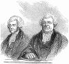 Дэниэл О'Коннелл (1775 -- 1847 гг.) -- ирландский политический деятель, выступавший сторонником Католической эмансипации, а также отмены британо-ирландской унии. Вместе с сыном Джоном (The Illustrated London News №93 от 10/02/1844 г.)