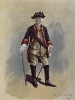 Офицер королевской артиллерии в форме образца 1764 года (лист V работы "История мундира королевской артиллерии в 1625--1897 годах", изданной в Париже в 1899 году)