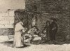 Женское милосердие. Лист 49 из известной серии офортов знаменитого художника и гравёра Франсиско Гойи "Бедствия войны" (Los Desastres de la Guerra). Представленные листы напечатаны в Мадриде с оригинальных досок около 1900 года. 