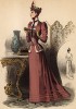 Элегантный дамский костюм с приталенным жакетом. Из французского модного журнала Le Coquet, выпуск 288, 1892 год