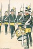 Гренадеры шведского пехотного полка Östgöta в униформе образца 1779-98 гг. Svenska arméns munderingar 1680-1905. Стокгольм, 1911