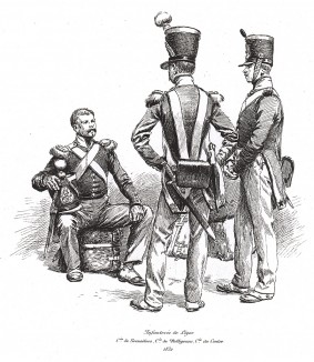 Французские пехотинцы в 1832 году (из Types et uniformes. L'armée françáise par Éduard Detaille. Париж. 1889 год)