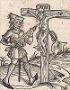 Распятый Иисус Христос и римский воин Лонгин. Из знаменитой первопечатной книги Хартмана Шеделя "Всемирная хроника", также известной как "Нюрнбергские хроники". Die Schedelsche Weltchronik (Liber Chronicarum). Нюрнберг, 1493
