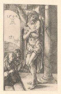 Титульный лист к серии "Страсти Христовы". Муж скорбей. Гравюра Альбрехта Дюрера, выполненная в 1509 году (Репринт 1928 года. Лейпциг)