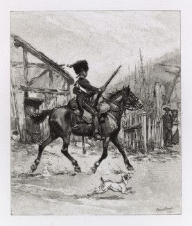 Французский конный егерь (иллюстрация к известной работе "Кавалерия Наполеона", изданной в Париже в 1895 году)