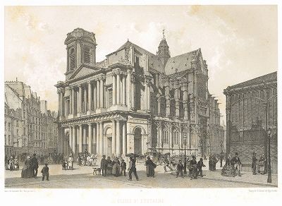 Церковь Сент-Эсташ -- церковь Святого Евстафия (из работы Paris dans sa splendeur, изданной в Париже в 1860-е годы)