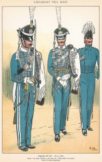 Шведские гусары в униформе образца 1814-20 гг. Svenska arméns munderingar 1680-1905. Стокгольм, 1911