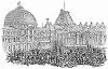 Французские военные, обнимающиеся с толпой у стен королевского дворца Тюильри в Париже во время буржуазно--демократической Революции 1848 года, свергнувшей короля Луи--Филиппа I (The Illustrated London News №305&306 от 04/03/1848 г.)